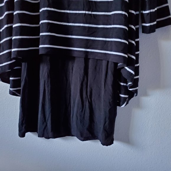 White House Black Market (Black and white strip top with half sleeves) - Picture 5 of 11